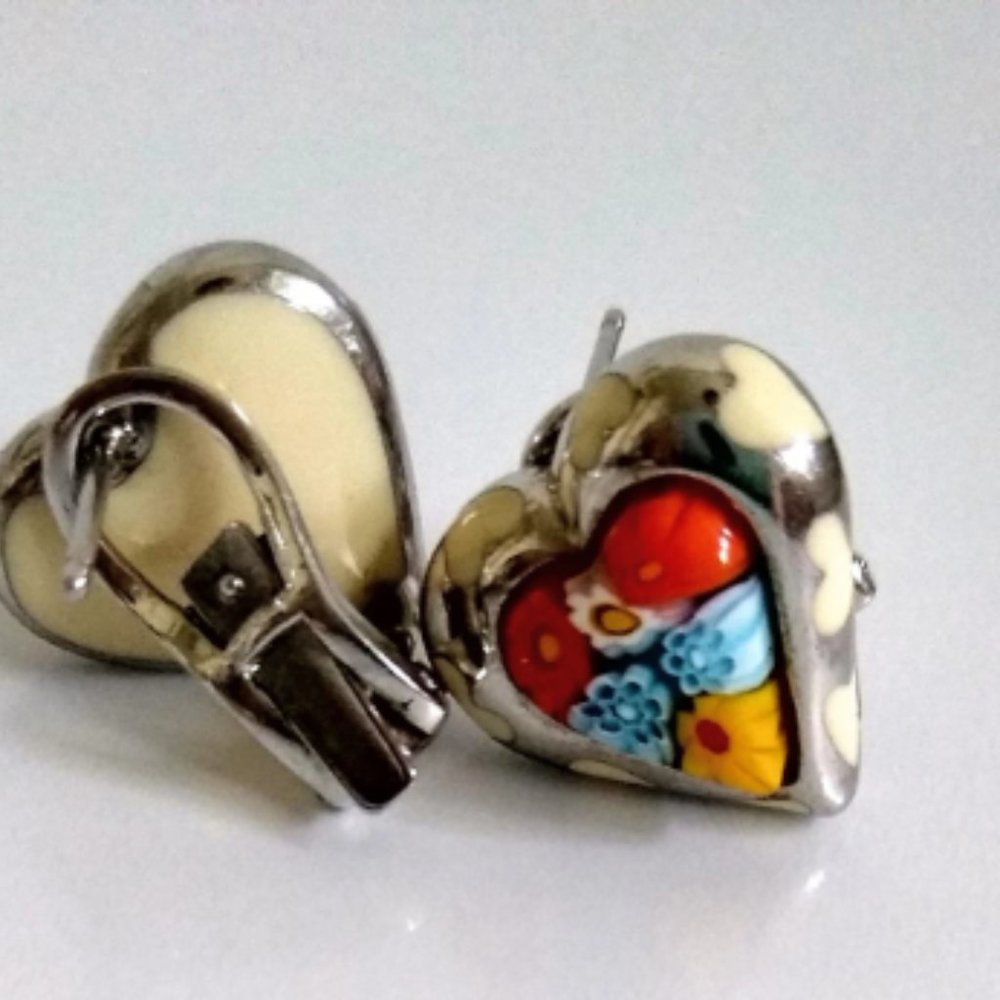 Vintage Alan K. Murano Heart Earrings